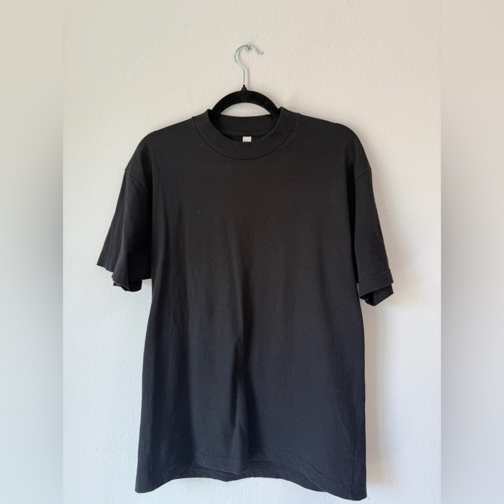 LA apparel mock neck tee black size medium